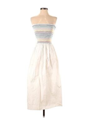 Petersyn S (Barely Worn) White Strapless Dress with Multicolor Smocked Boddess